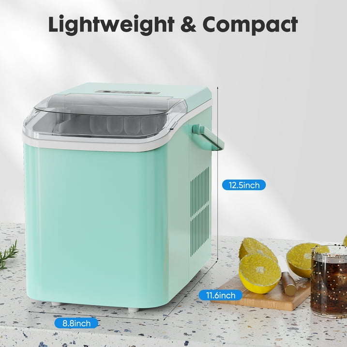 Self-Cleaning Portable Ice Maker Machine with Handle and Ice Scoop