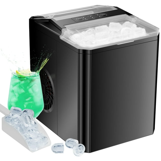 Self-Cleaning Portable Ice Maker Machine with Handle and Ice Scoop