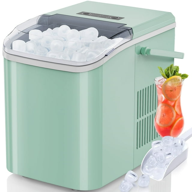 Self-Cleaning Portable Ice Maker Machine with Handle and Ice Scoop