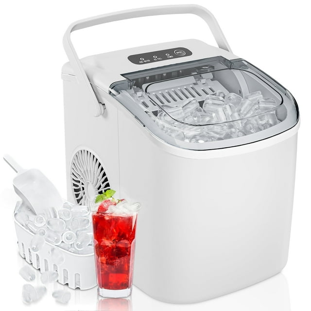 Auto-Cleaning  Countertop Ice Maker Machine 26 lbs/24H 9 Bullet-Shaped Ice in 6 Min