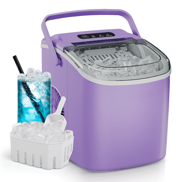 Auto-Cleaning  Countertop Ice Maker Machine 26 lbs/24H 9 Bullet-Shaped Ice in 6 Min